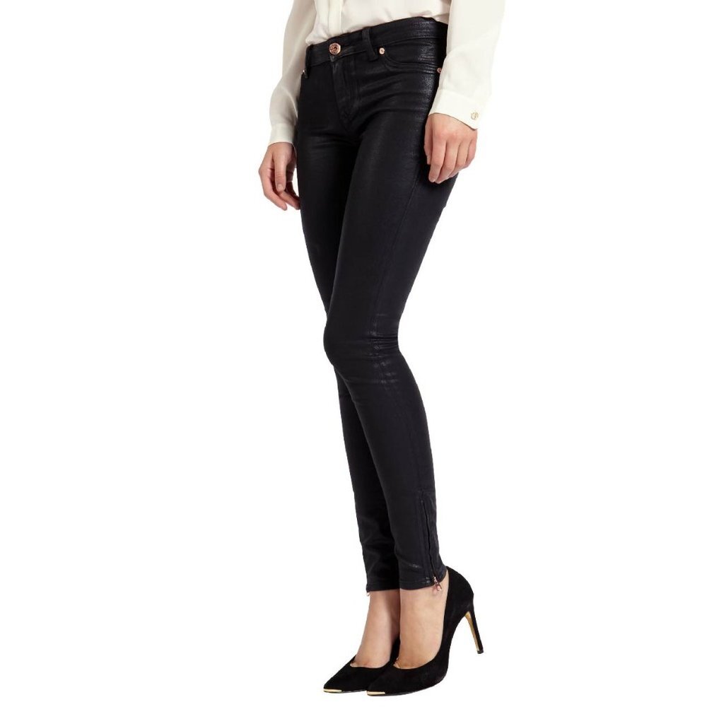 Ted Baker Black Anna Wax Finish Skinny Jeans